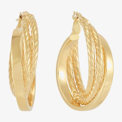 Mia Oro Womens 14K Gold 30mm Round Hoop Earrings