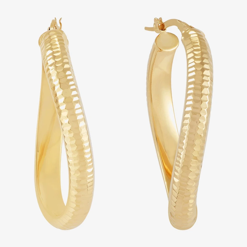 Mia Oro Womens 14K Gold 28mm Round Hoop Earrings