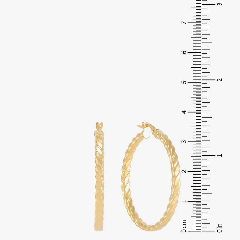 Mia Oro Womens 14K Gold 33mm Round Hoop Earrings