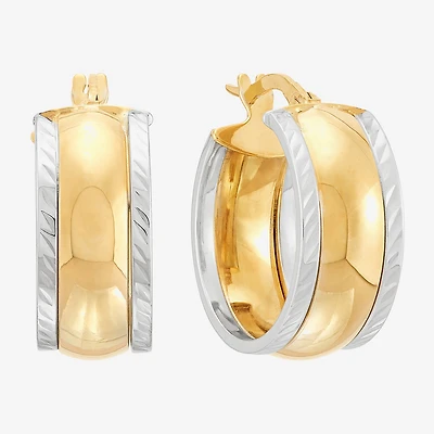 Made in Italy Womens 14K Gold 18.3mm Round Hoop Earrings