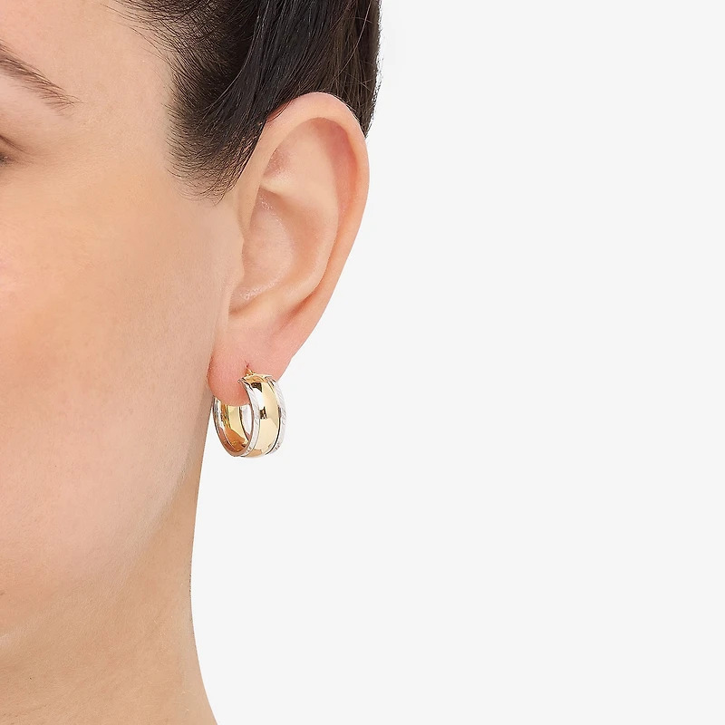 Made in Italy Womens 14K Gold 18.3mm Round Hoop Earrings