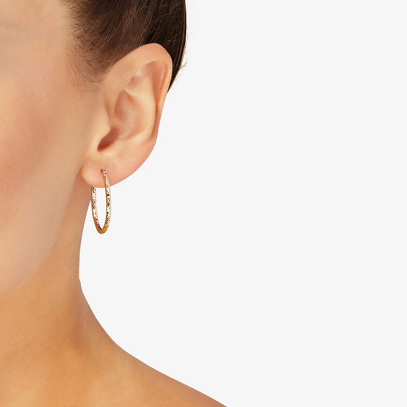 14K Gold 25mm Oval Hoop Earrings