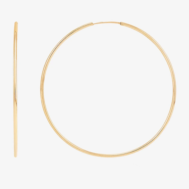 Womens 14K Gold 30mm Circle Round Hoop Earrings