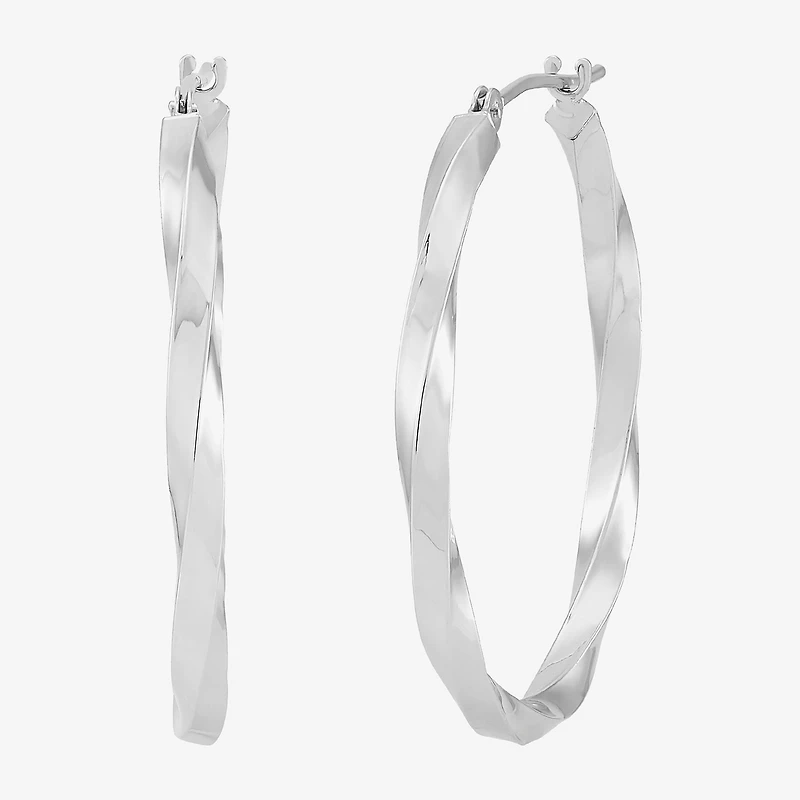 Womens 14K Gold 30mm Round Hoop Earrings