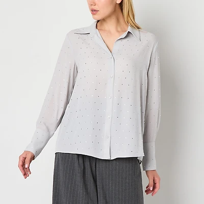 Worthington Womens Cuffed Long Sleeve Regular Fit Button-Down Shirt