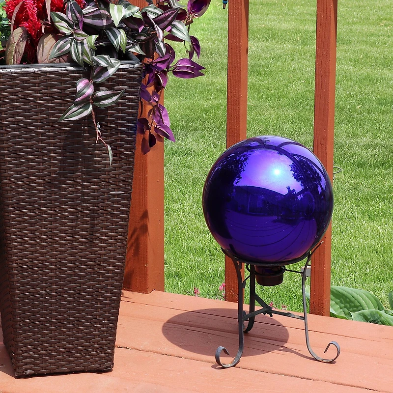 Net Health Shops Blue Mirrored Gazing Globe - 10 Inch 2-pc. Glass Yard Art