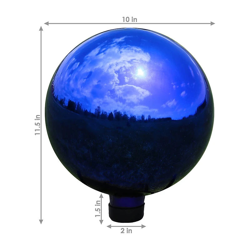 Net Health Shops Blue Mirrored Gazing Globe - 10 Inch 2-pc. Glass Yard Art
