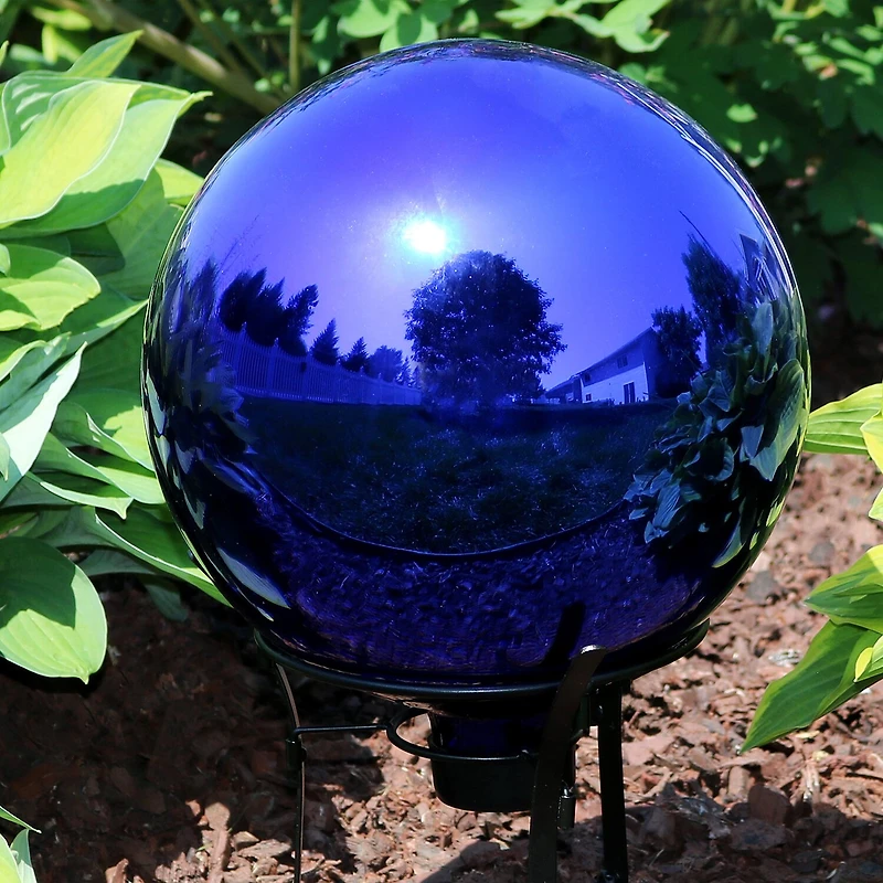 Net Health Shops Blue Mirrored Gazing Globe - 10 Inch 2-pc. Glass Yard Art