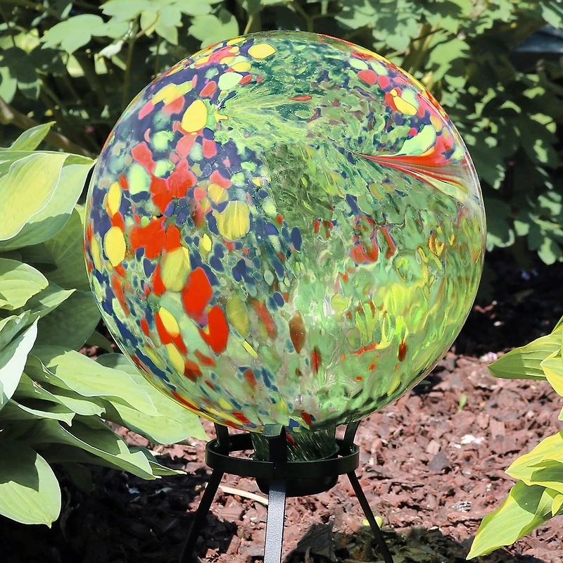 Net Health Shops Green Glass Gazing Globe - 10 Inch 2-pc. Yard Art