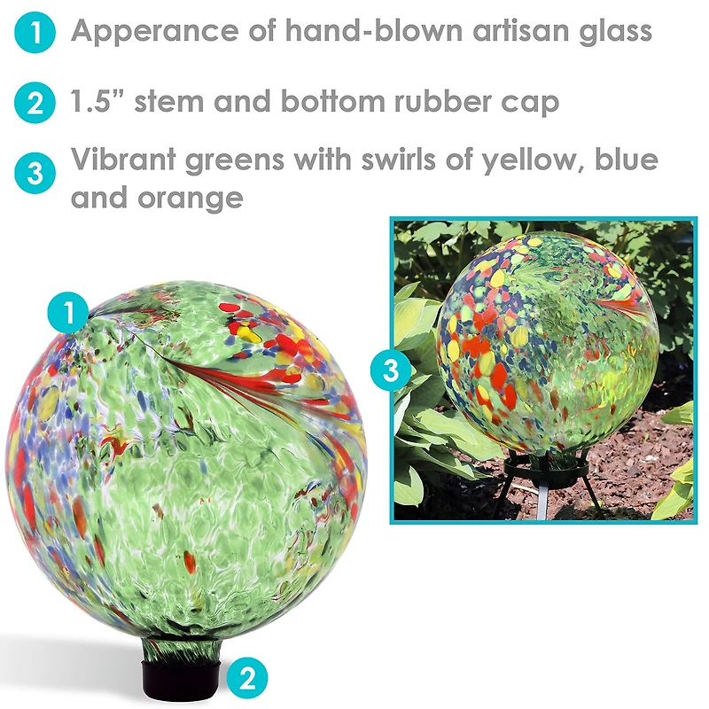 Net Health Shops Green Glass Gazing Globe - 10 Inch 2-pc. Yard Art