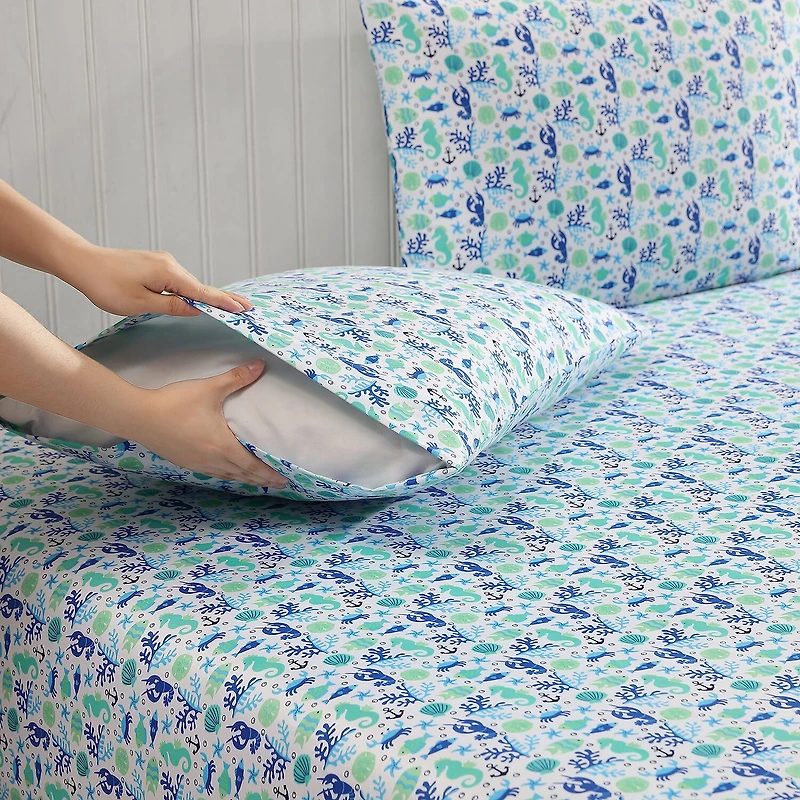 Beatrice Home Fashions Coastal Print Sheet Set