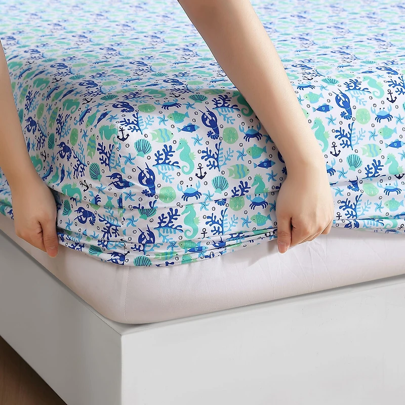Beatrice Home Fashions Coastal Print Sheet Set