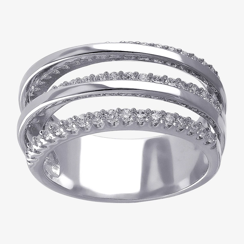 Sparkle Allure Womens Cubic Zirconia Pure Silver Over Brass Band