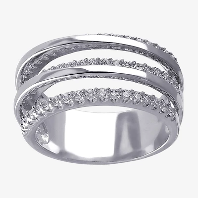 Sparkle Allure Womens Cubic Zirconia Pure Silver Over Brass Band