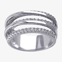 Sparkle Allure Womens Cubic Zirconia Pure Silver Over Brass Band