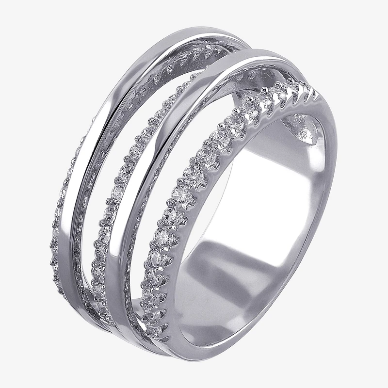 Sparkle Allure Womens Cubic Zirconia Pure Silver Over Brass Band