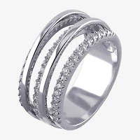 Sparkle Allure Womens Cubic Zirconia Pure Silver Over Brass Band