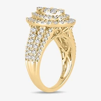 Womens / CT. T.W. Natural White Diamond 10K Gold Pear Side Stone Halo Engagement Ring