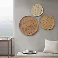 Madison Park Rosalie Textured Feather Metal Disc 3-pc. Wall Art Set