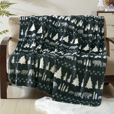 Coleman Oversized REVERSIBLE Micro-Mink & Faux Fur Washable Midweight Throw
