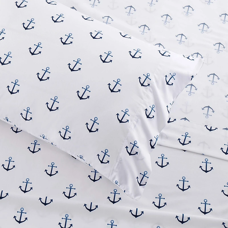 Sweet Home Collection™ Ship Anchor Microfiber Wrinkle Resistant Kids Sheet Set