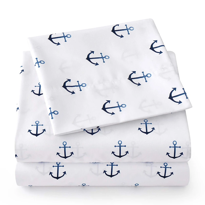 Sweet Home Collection™ Ship Anchor Microfiber Wrinkle Resistant Kids Sheet Set