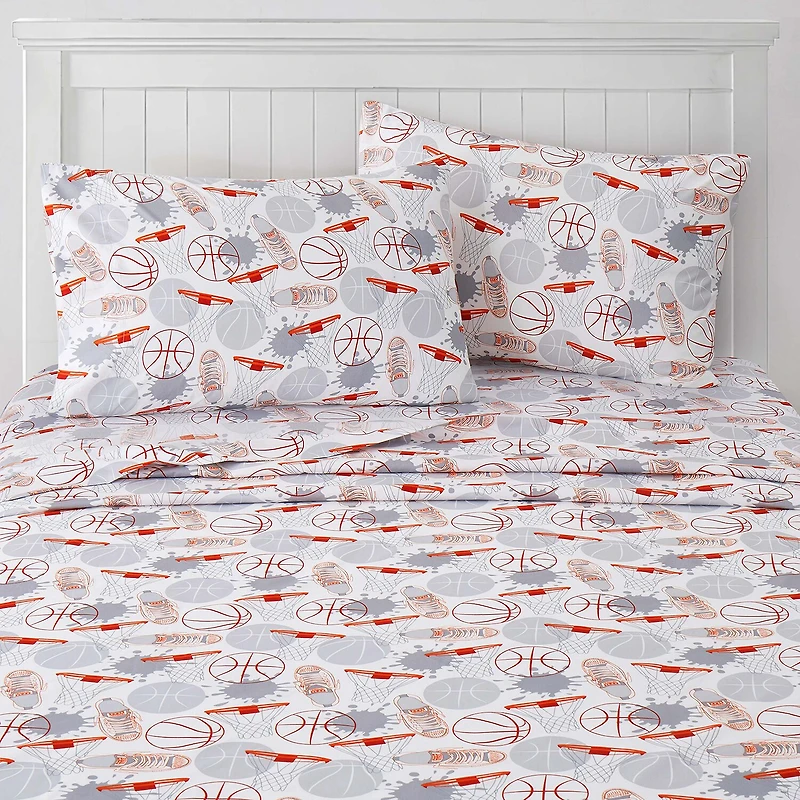 Sweet Home Collection™ Basketball Microfiber Wrinkle Resistant Kids Sheet Set