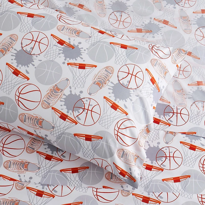 Sweet Home Collection™ Basketball Microfiber Wrinkle Resistant Kids Sheet Set