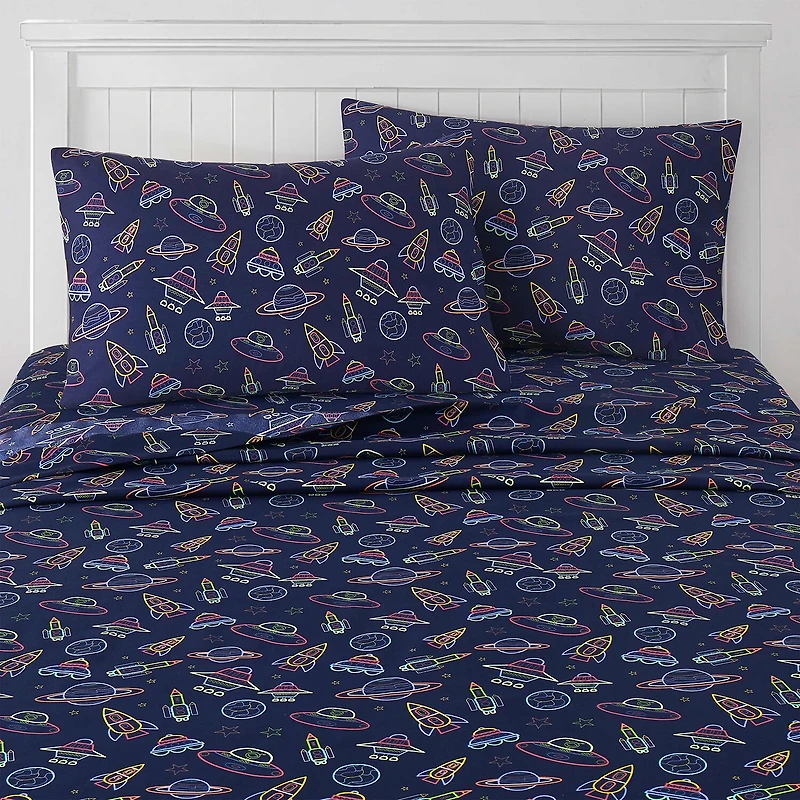 Sweet Home Collection™ Neon Space Microfiber Wrinkle Resistant Kids Sheet Set