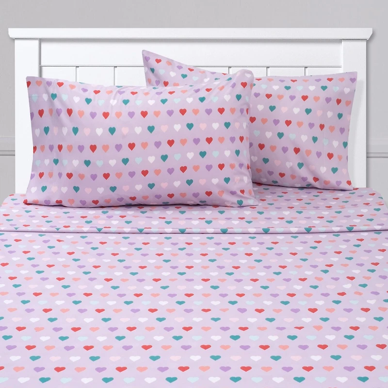 Sweet Home Collection™ Hearts Microfiber Wrinkle Resistant Kids Sheet Set