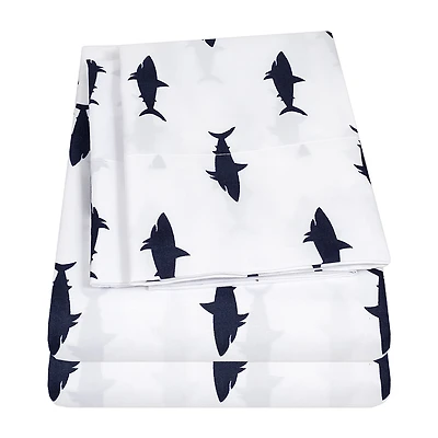 Sweet Home Collection™ Swimming Sharks Microfiber Wrinkle Resistant Kids Sheet Set