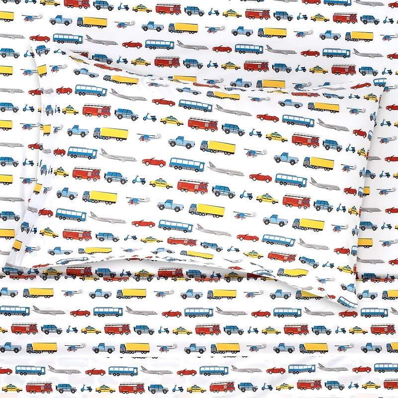 Sweet Home Collection™ Transportation Microfiber Wrinkle Resistant Kids Sheet Set