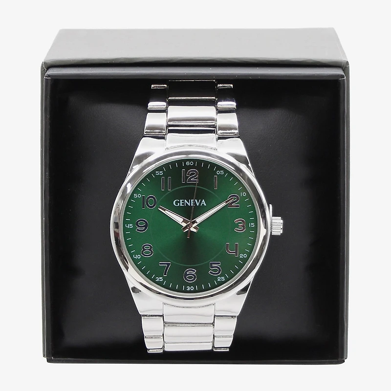 Geneva Mens Silver Tone Bracelet Watch Mac8176jc