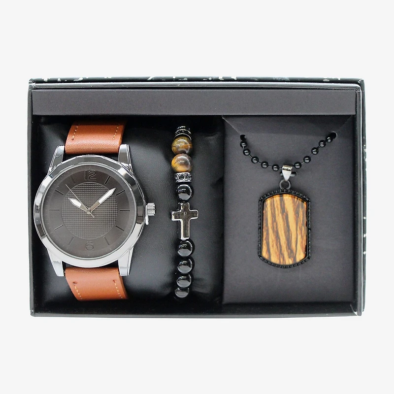 Mens Brown 3-pc. Watch Boxed Set Mac7153jc