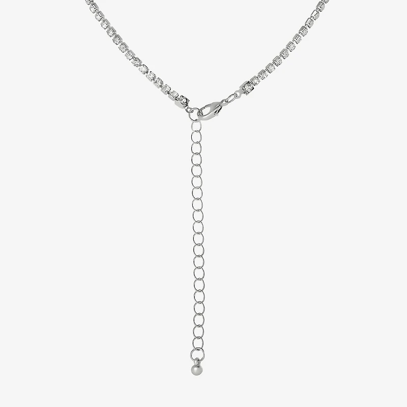 JS Jessica Simpson Silver Tone Womens Crystal Alloy Butterfly 18 1/2 Inch Pendant Necklace