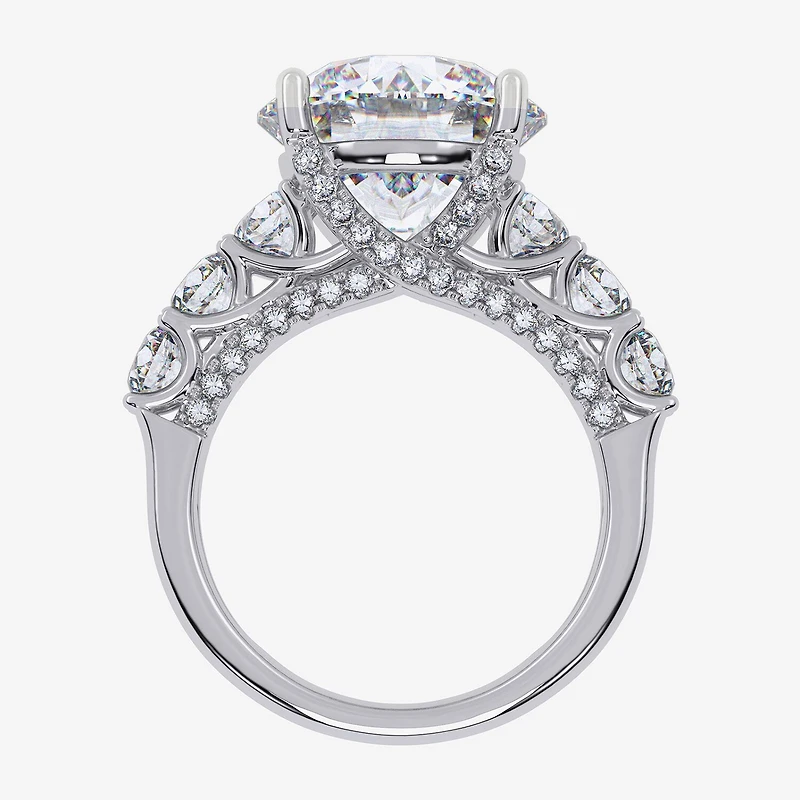 (G, Vs2-Si1) Womens 7 1/2 Ct. T.W. Lab Grown White Diamond 14K Gold Round Side Stone Engagement Ring
