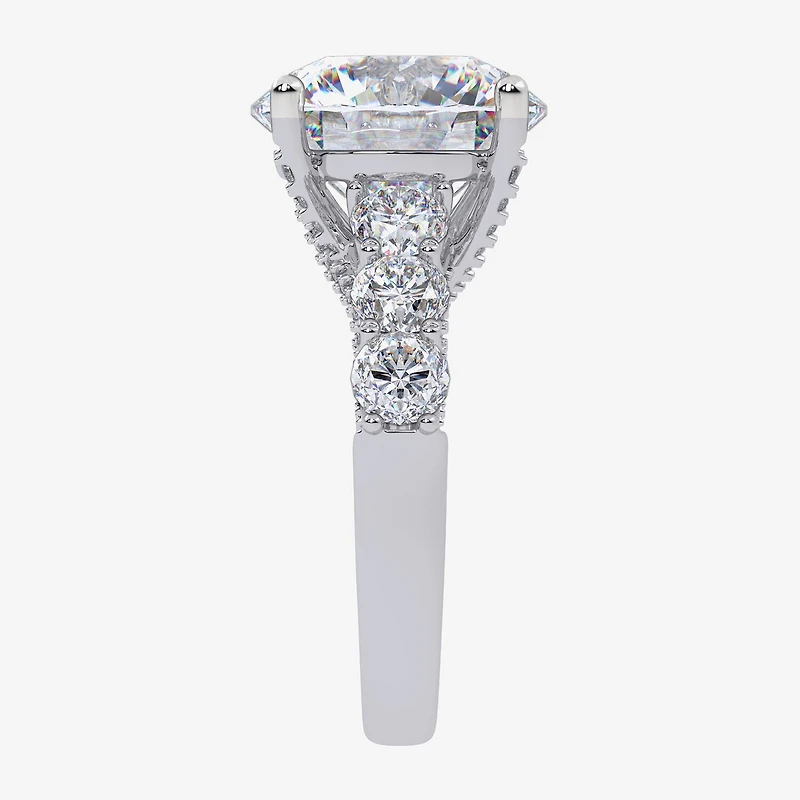 (G, Vs2-Si1) Womens 7 1/2 Ct. T.W. Lab Grown White Diamond 14K Gold Round Side Stone Engagement Ring