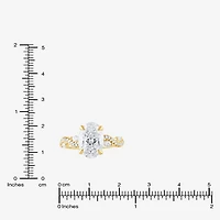 Signature By Modern Bride (F / Vs2) Womens 3 1/4 CT. T.W. Lab Grown White Diamond 14K Gold Oval Side Stone Engagement Ring