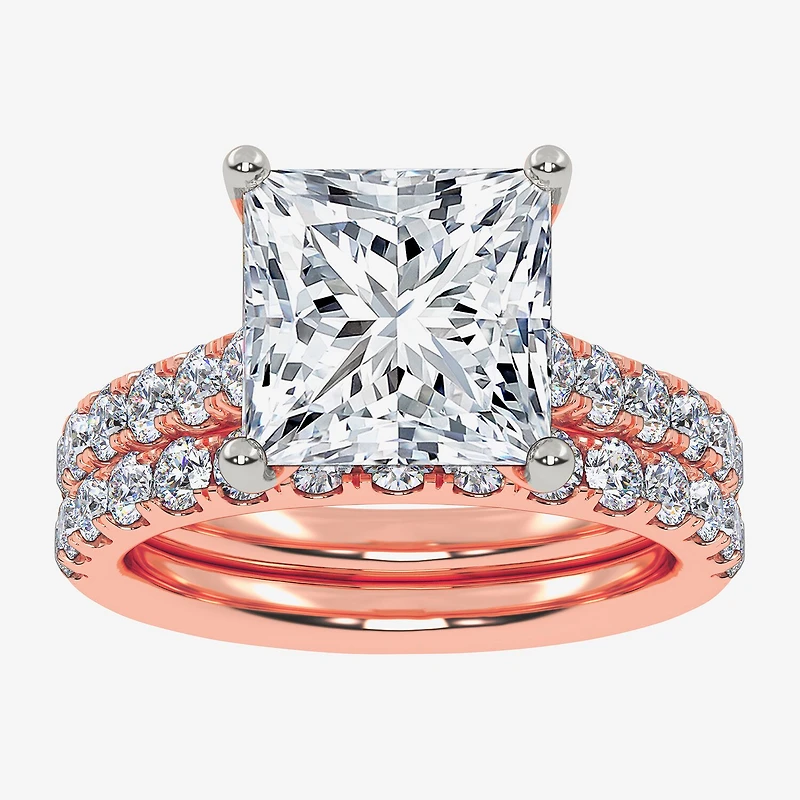 (G-H / Si1-Si2) Womens 4 CT. T.W. Lab Grown White Diamond 14K Gold Side Stone Bridal Set