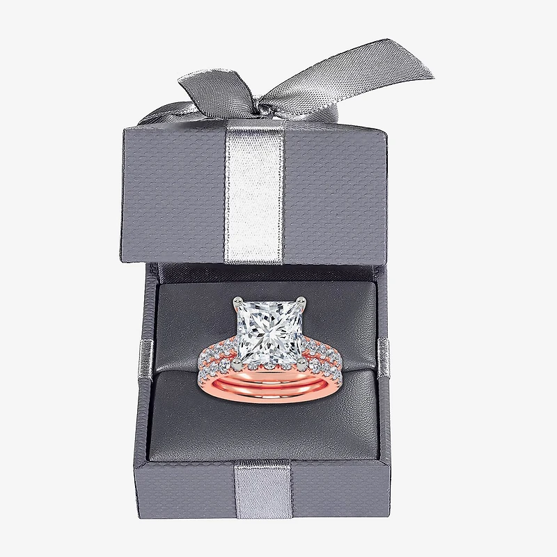 (G-H / Si1-Si2) Womens 4 CT. T.W. Lab Grown White Diamond 14K Gold Side Stone Bridal Set