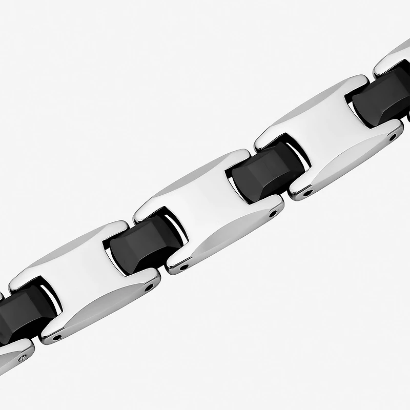 Mens Tungsten Solid Round 9 Inch Link Bracelet