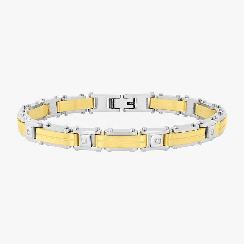 (H-I, I2-I3) Mens Stainless Steel Solid 8 1/2 Inch Link Bracelet