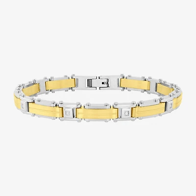 (H-I, I2-I3) Mens Stainless Steel Solid 8 1/2 Inch Link Bracelet