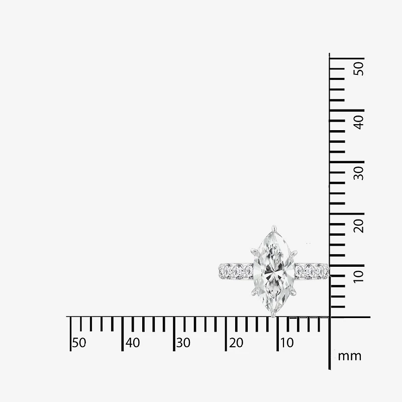 Diamonart Womens Cubic Zirconia Sterling Silver Marquise Side Stone Cocktail Ring