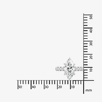 Diamonart Womens Cubic Zirconia Sterling Silver Marquise Side Stone Cocktail Ring