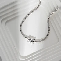 Diamonart Womens Cubic Zirconia Sterling Silver 15 Inch Tennis Necklace