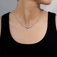 Diamonart Womens Cubic Zirconia Sterling Silver 15 Inch Tennis Necklace