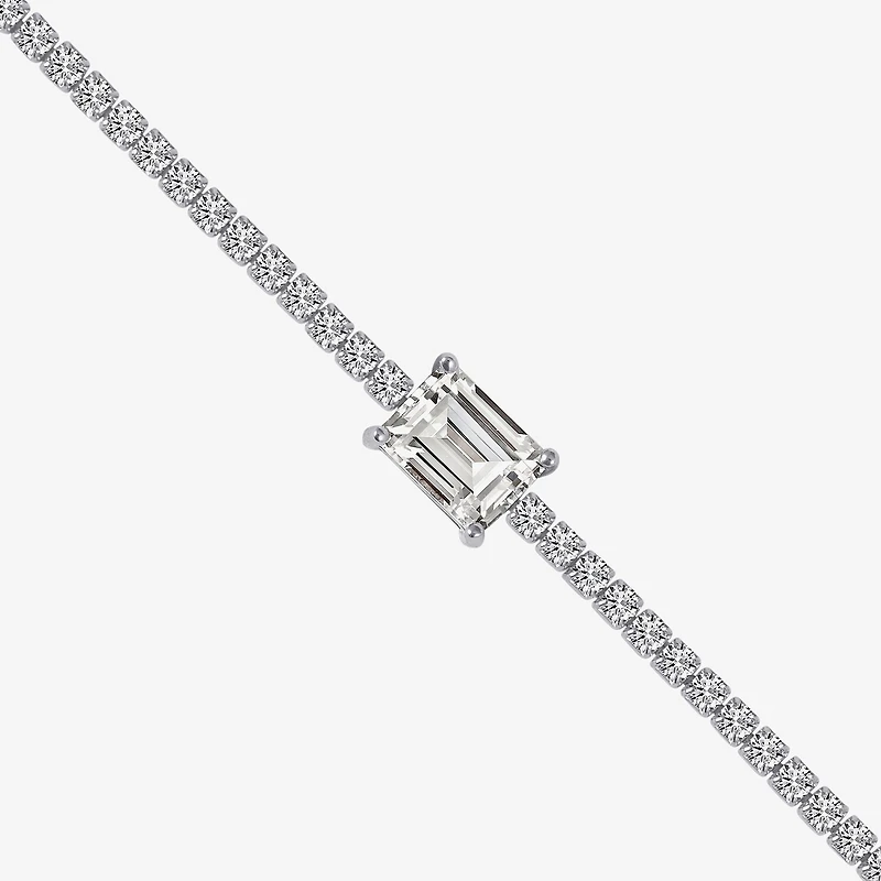 Diamonart Womens Cubic Zirconia Sterling Silver 15 Inch Tennis Necklace