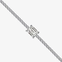 Diamonart Womens Cubic Zirconia Sterling Silver 15 Inch Tennis Necklace