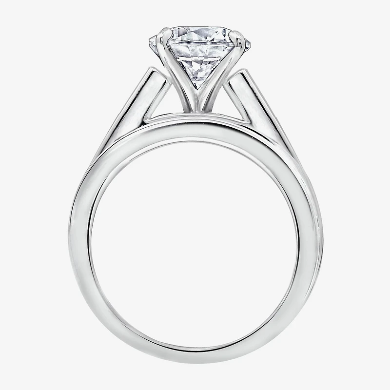 Diamonart Womens Cubic Zirconia Sterling Silver Round Side Stone Engagement Ring